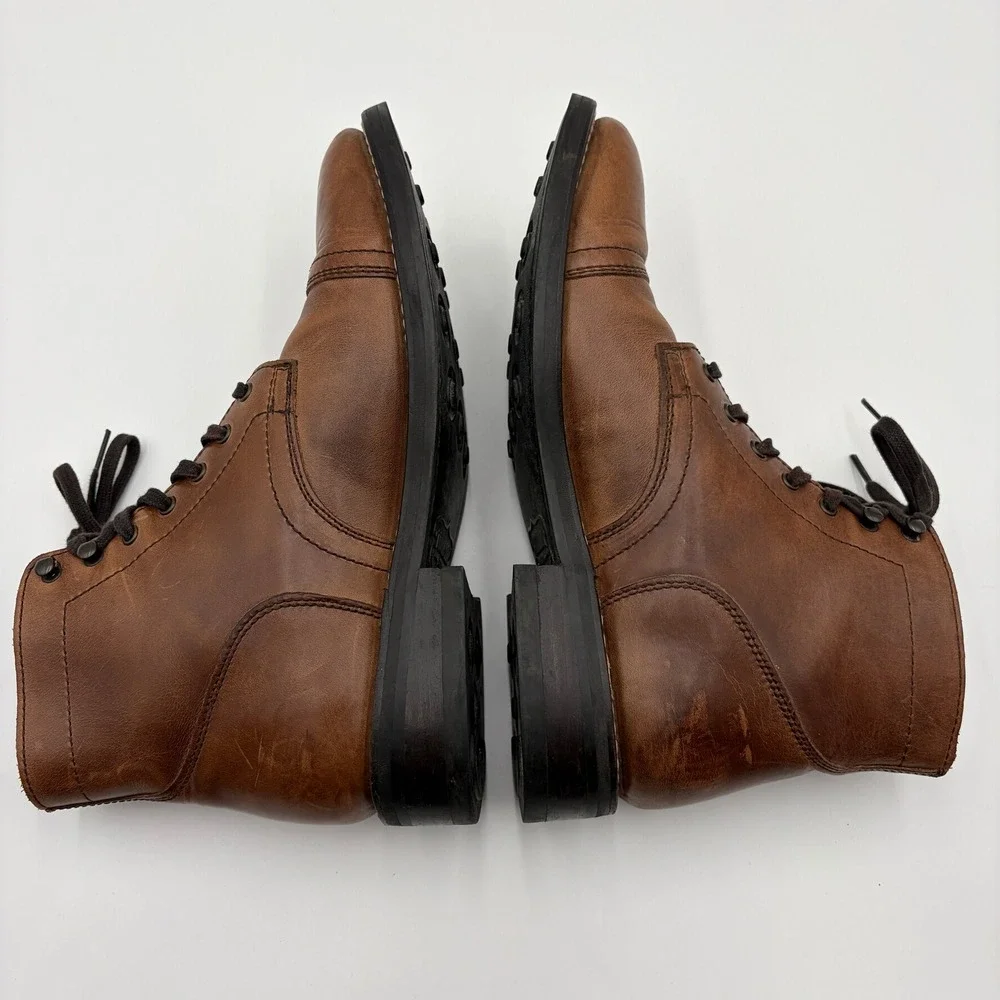 Thursday Boot Co Captain Brandy Leather Cap Toe Lace Up Boots Mens 8.5